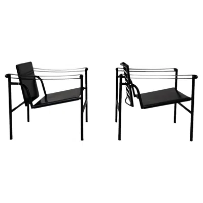 Pre-owned Cassina Lc1 Chairs By Le Corbusier, Pierre Jeanneret, And Charlotte Perriand For  In Black
