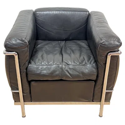 Pre-owned Cassina Lc2 Armchair, Chromed Steeltube And Black Leather, Italy Circa 1960