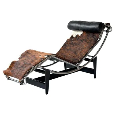Pre-owned Cassina Lc4 Cowhide Chaise By Le Corbusier, Jeanneret, And Perriand For  In Black