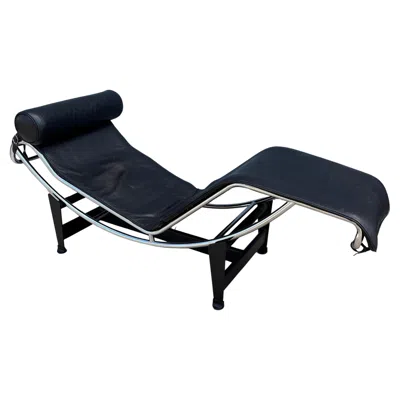 Pre-owned Cassina Le Corbusier Lc-4 Chaise Lounge By , Black Leather, 1985