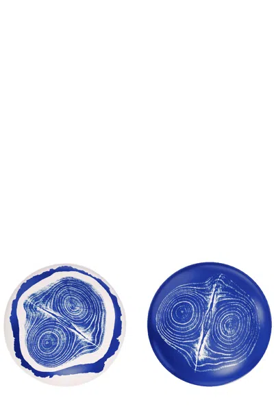 Cassina 'le Monde De Charlotte Perriand Tronc' 2 Dessert Plate Set ⌀ 2 In Blue