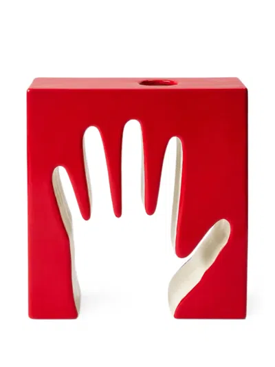 Cassina Mano Hand-cutout Vase In Red