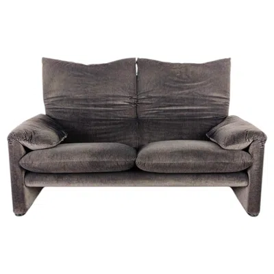 Pre-owned Cassina Maralunga Zweisitzer Sofa Vico Magistretti Stoff Kord Grau Couch In Black