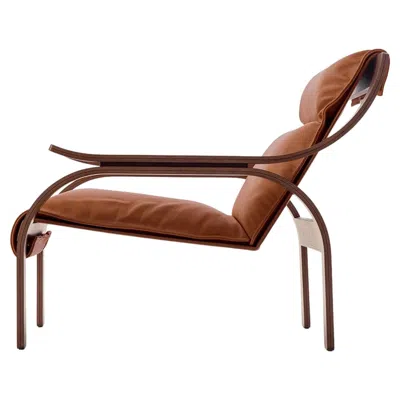 Pre-owned Cassina Marco Zanuso 722 Woodline Armchair In Walnut And Leather In Brown