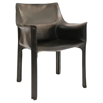 Pre-owned Cassina Mario Bellini 413 "cab" Leather Chair For , Italy 1977 In Black