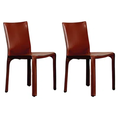 Pre-owned Cassina Mario Bellini "cab 412” Chairs For , China Red Leather, 1978, Set Of 2