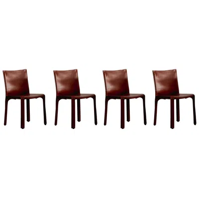 Pre-owned Cassina Mario Bellini "cab 412” Chairs For , China Red Leather, 1978, Set Of 4