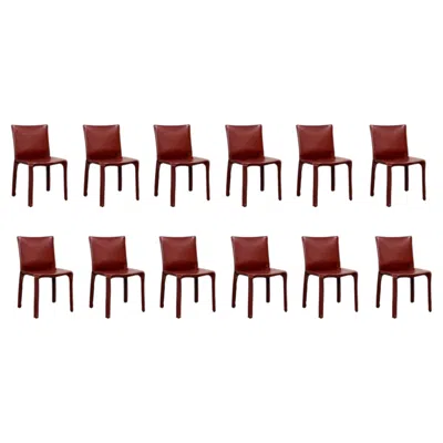 Pre-owned Cassina Mario Bellini "cab 412” Chairs For , Russian Red Leather, Set Of 12