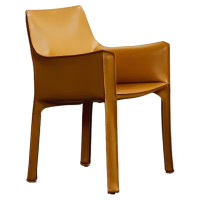Pre-owned Cassina Mario Bellini “cab 413” Chair For , Mustard Leather, 1977 In Yellow