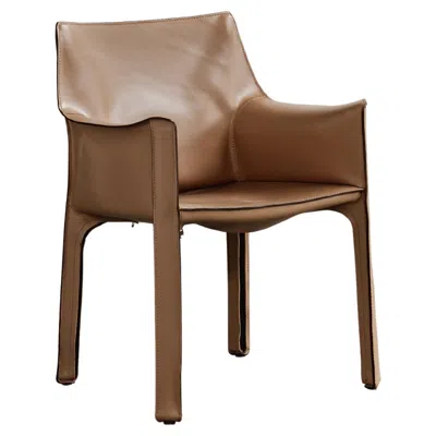 Pre-owned Cassina Mario Bellini "cab 413” Chair For , Natural Leather, 1977 In Brown