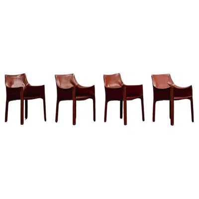 Pre-owned Cassina Mario Bellini “cab 413” Chairs For , China Red Leather, 1977, Set Of 4