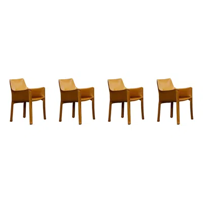 Pre-owned Cassina Mario Bellini "cab 413” Chairs For , Mustard Leather, 1977, Set Of 4 In Yellow
