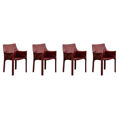 Pre-owned Cassina Mario Bellini “cab 413” Chairs For , Russian Red Leather, 1977, Set Of 4