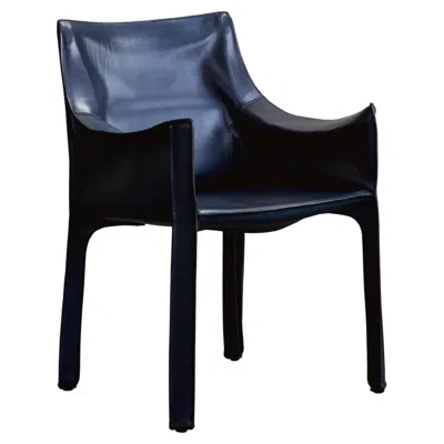 Pre-owned Cassina Mario Bellini “cab 413” Dining Chair For , Blue Leather, 1977