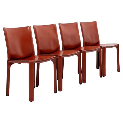 Pre-owned Cassina Mario Bellini For  Cab 412, Set Of Four, 1990s -red In Brown