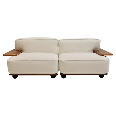 Pre-owned Cassina Mario Bellini For  Modular Sofa Pianura In White Fabric
