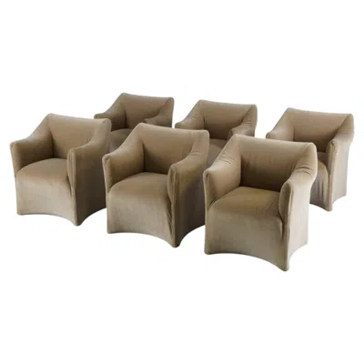 Pre-owned Cassina Mario Bellini "le Tentazioni" Beige Velvet Armchairs, , 1970s, Set Of 6 In Brown