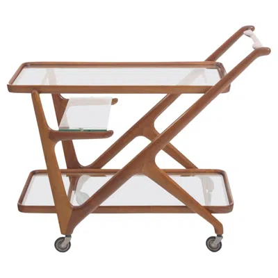 Pre-owned Cassina Mid-century Bar Cart By Cesare Lacca, Walnut & Glass, Italy, 1940s In Brown