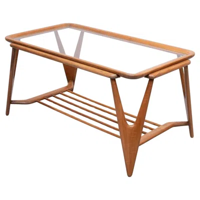 Pre-owned Cassina Mid-century Modern Coffee Table By Cesare Lacca, Nutwood, Italy, 1950s In Brown