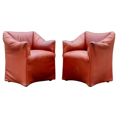 Pre-owned Cassina Model Tentazione Mario Bellini Small Armchair Chair Oxred Leather In Red