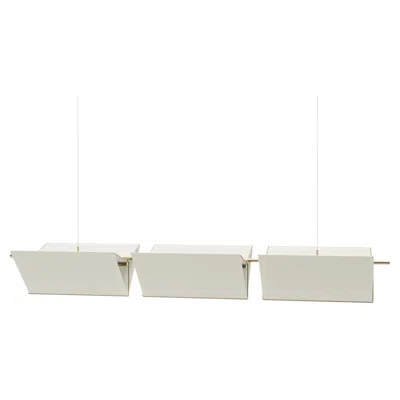 Pre-owned Cassina Neri & Hu 3t09 Bronze Structure And Ivory Fabric 3 Modules Lamp For  In White