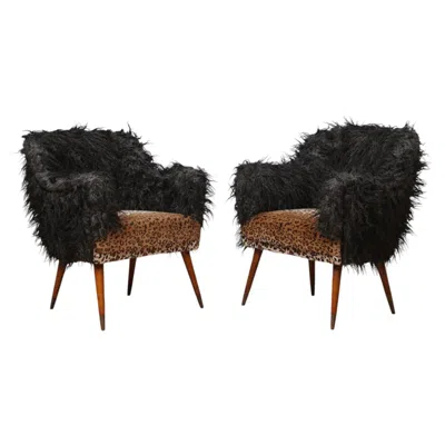 Pre-owned Cassina Nino Zoncada Prod.  Fabric Wood And Brass Mid-century Arm Chair, 1960 In Brown