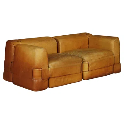 Pre-owned Cassina Original 932-quartet Leather Sectional Sofa By Mario Bellini For , 1964 In Brown