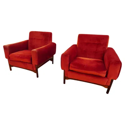 Pre-owned Cassina Pair Of Armchairs In The Style Of Ico Parisi Or Maison Saporiti In Brown