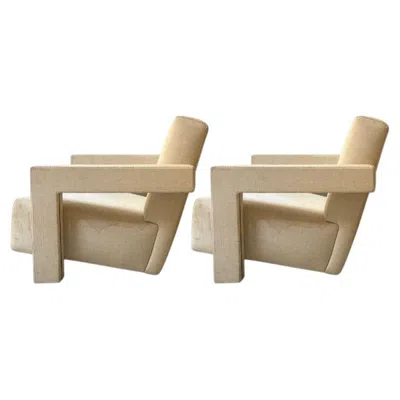 Pre-owned Cassina Pair Of Gerrit Rietveld Utrecht Lounge Chairs By , Italy, 1980s In Brown