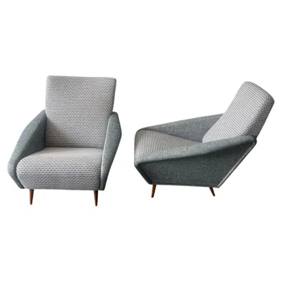 Pre-owned Cassina Pair Of Gio Ponti 807 Distex Lounge Chairs In Brown