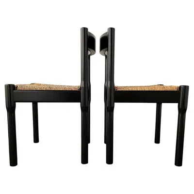 Pre-owned Cassina Pair Of Vico Magistretti "carimate" Chairs In Brown