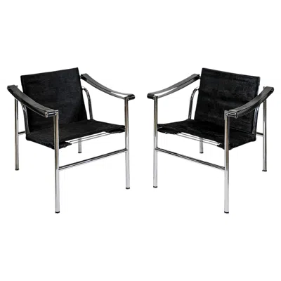 Pre-owned Cassina Pair Of Vintage Le Corbusier Armchairs Lc1 By  In Black