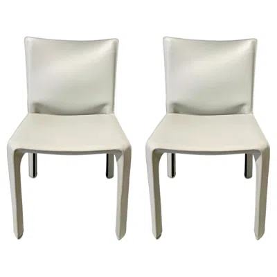 Pre-owned Cassina Pair Of Vintage Mario Bellini Cab Dining Chairs By  In Gray