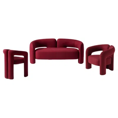Pre-owned Cassina Patricia Urquiola Dudet Sofa And Two Armchairs Set By  In Red