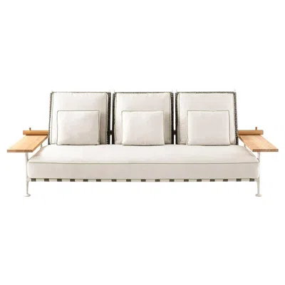 Pre-owned Cassina Philippe Starck 'fenc-e-nature' Outdoor Sofa, Steel, Teak And Fabric By  In Brown