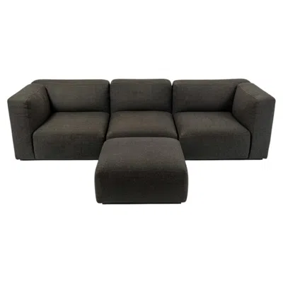 Pre-owned Cassina Piero Lissoni For  Mex Cube 271 Sofa With Ottoman In Antracite Fabric In Black
