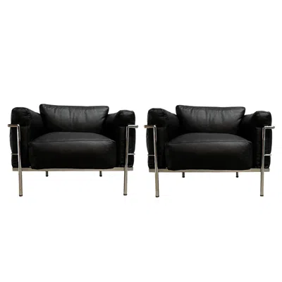 Pre-owned Cassina Pierre Jeanneret, Charlotte Perriand & Le Corbusier Grand Comfort Lounge Chairs In Black