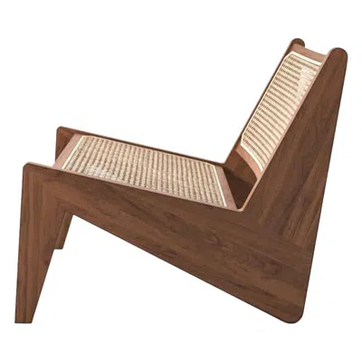 Pre-owned Cassina Pierre Jeanneret Kangaroo Low Armchair By , Teak & Cane In Brown