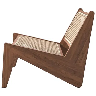Pre-owned Cassina Pierre Jeanneret Kangaroo Low Armchair, Wood And Woven Viennese Cane In Brown