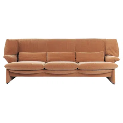 Pre-owned Cassina Portovenere Vico Magistretti Highback Sofa In Peach Coloured Fabric In Brown