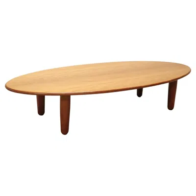 Pre-owned Cassina Rare Italian Design Oval Large Sofa Table Or Coffee Table By , 1980s In Brown