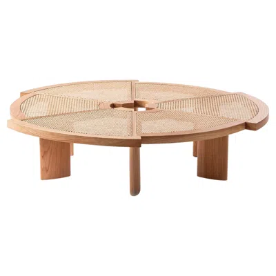 Pre-owned Cassina Rio Low Table By Charlotte Perriand For , Rattan & Wood, Italy In Brown