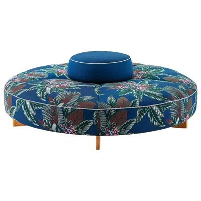 Pre-owned Cassina Rodolfo Dordoni ''sail Out' Outside Ottoman, Teak And Fabric By  In Brown