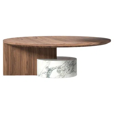 Pre-owned Cassina Sengu Low Table By Patricia Urquiola For , Marble & Wood, Italy In Brown