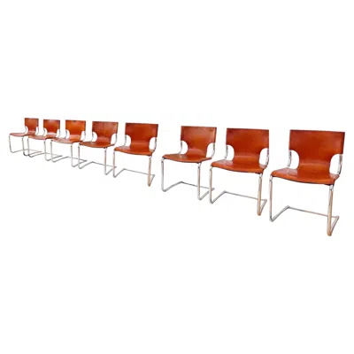 Pre-owned Cassina Set 8 Carlo Bartoli T 70 920 Cantilever Chairs Brown Leather - 8 Pcs