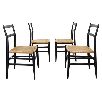 Pre-owned Cassina Set Di 4 Sedie "leggera" Disegnate Da Gio Ponti Per  Anni 60 In Brown
