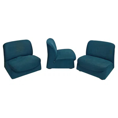 Pre-owned Cassina Set Of 3 Afra & Tobia Scarpa For  Ciprea Armchairs, Mid-century 1960s In Blue