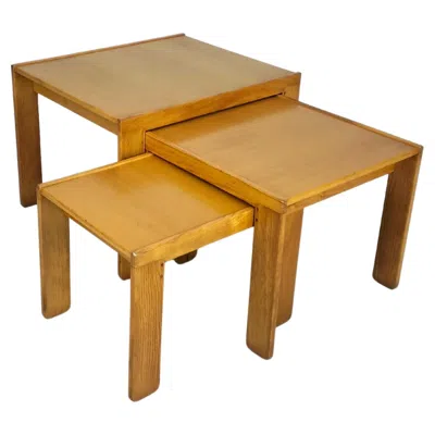 Pre-owned Cassina Set Of 3 Wooden Coffee Tables 777 Model By Afra E Tobia Scarpa For  60s In Brown