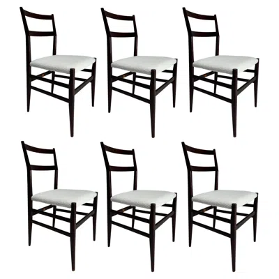 Pre-owned Cassina Set Of 6 Gio Ponti Leggera Model 646 Dining Chairs For , Italy, 1950s In Brown