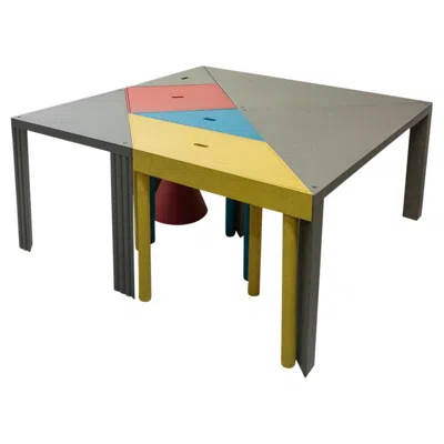 Pre-owned Cassina Set Of 7, Tangram Tables By Massimo Morozzi For , 1980s In Brown